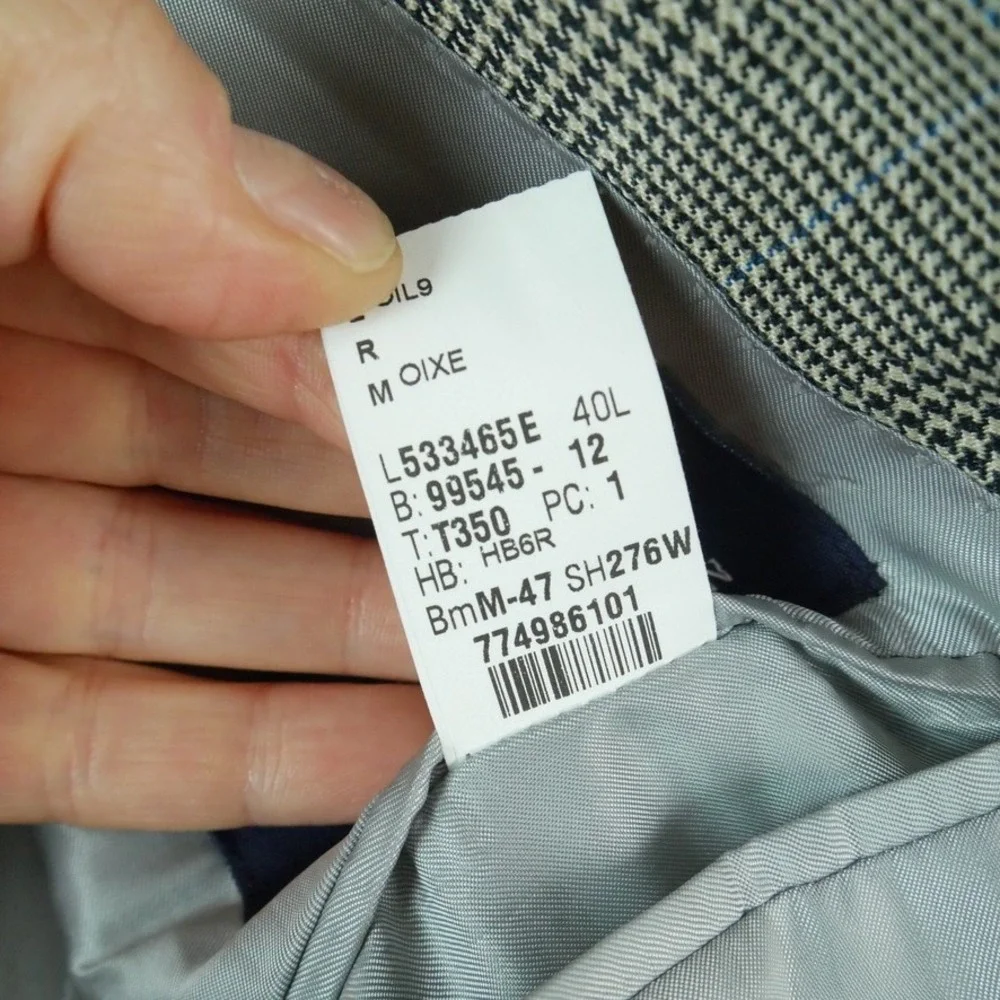 Ralph Ralph Lauren Silk Wool Glen Plaid Sport Coat Blazer Grey Blue 40L Preppy